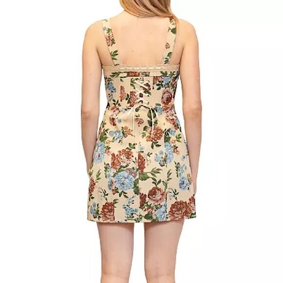 🆕 NWT Dylan Ryan NYC Tapestry Print Lace-Up Coquette Mini Dress Size XL Juniors - Picture 12 of 12